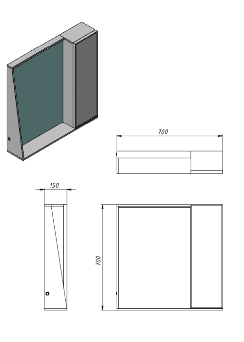 Дзеркальна шафа Ювента Manhattan MnhMC-70 біла Manhattan MnhMC-70 White