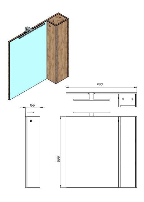 Дзеркальна шафа Ювента Bronx BrxMC-80 дуб вотан Bronx BrxMC-80 Wotan Oak