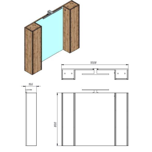 Дзеркальна шафа Ювента Bronx BrxMC-100 дуб один Bronx BrxMC-100 Wotan Oak