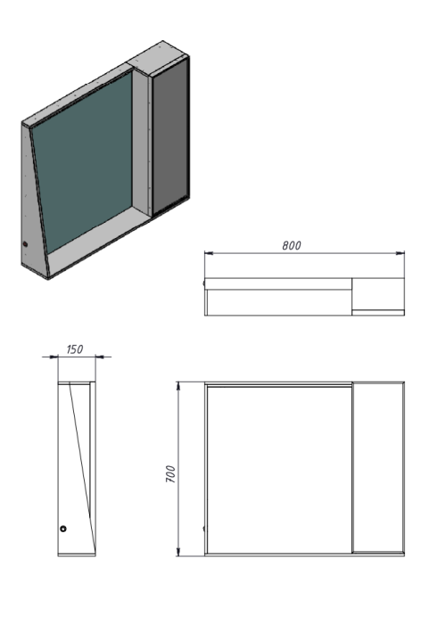 Дзеркальна шафа Ювента Manhattan MnhMC-80 біла Manhattan MnhMC-80 White