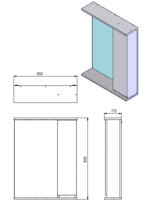 Дзеркальна шафа Ювента Monika MMC2-65 права біла Monika MMC2-65 Right White