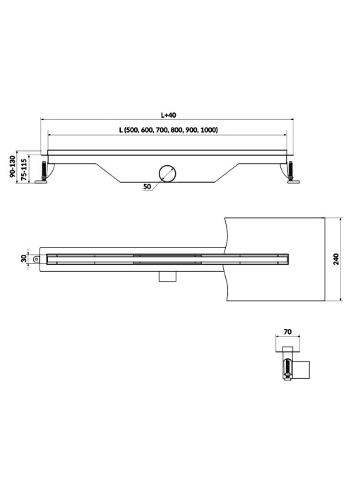 Трап для душа линейный Cersanit TAKO SLIM 80, нерж. сталь S907-014