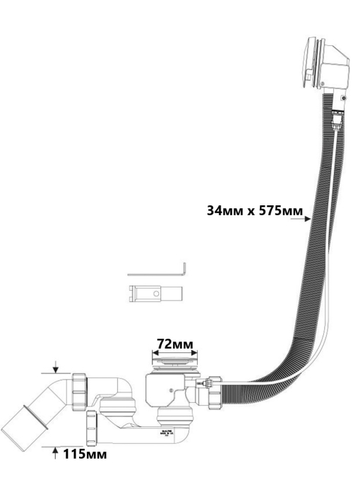 Сифон для ванны автомат 40/50 HC31PB-CP Push Button