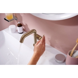 Смеситель Hansgrohe Tecturis S 110 Fine CoolStart для умывальника без донного клапана, Brushed Bronze (73321140)