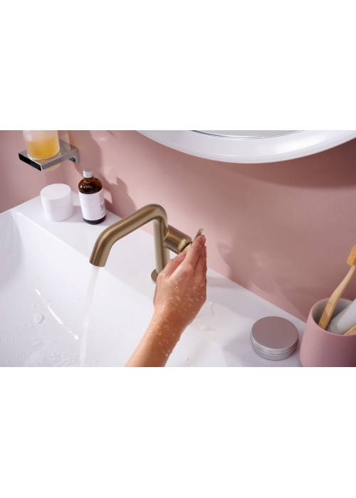 Смеситель Hansgrohe Tecturis S 110 Fine CoolStart для умывальника без донного клапана, Brushed Bronze (73321140)