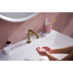 Смеситель Hansgrohe Tecturis S 110 Fine CoolStart для умывальника без донного клапана, Brushed Bronze (73321140)