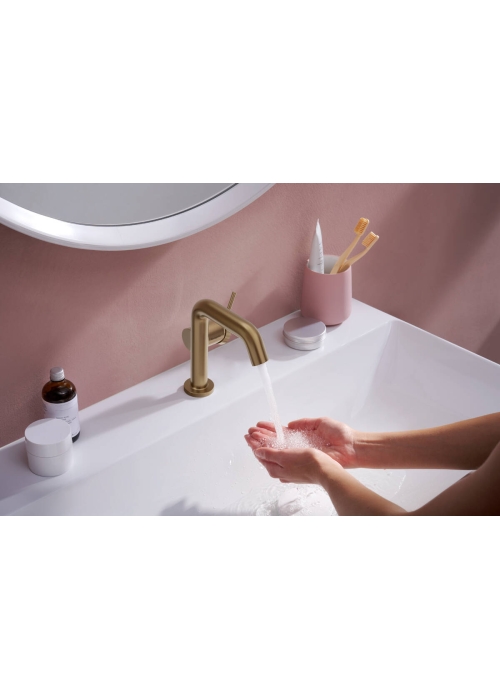 Смеситель Hansgrohe Tecturis S 110 Fine CoolStart для умывальника без донного клапана, Brushed Bronze (73321140)