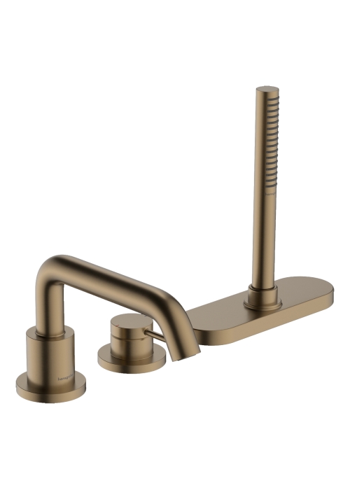 Смеситель Hansgrohe Tecturis S врезной на край ванны на 3 отверстия с sBox, Brushed Bronze (73447140)