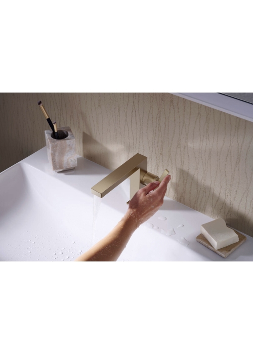 Смеситель для умывальника без донного клапана Hansgrohe Tecturis E 110 Fine CoolStart , Brushed Bronze (73021140)