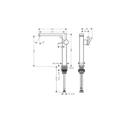 Смеситель Hansgrohe Tecturis E 240 Fine CoolStart для умывальника без донного клапана, Brushed Bronze (73072140)