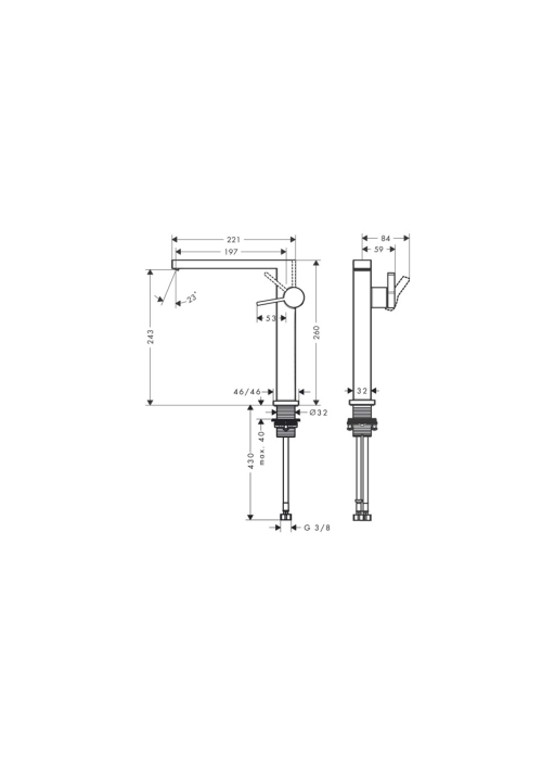 Смеситель Hansgrohe Tecturis E 240 Fine CoolStart для умывальника без донного клапана, Brushed Bronze (73072140)