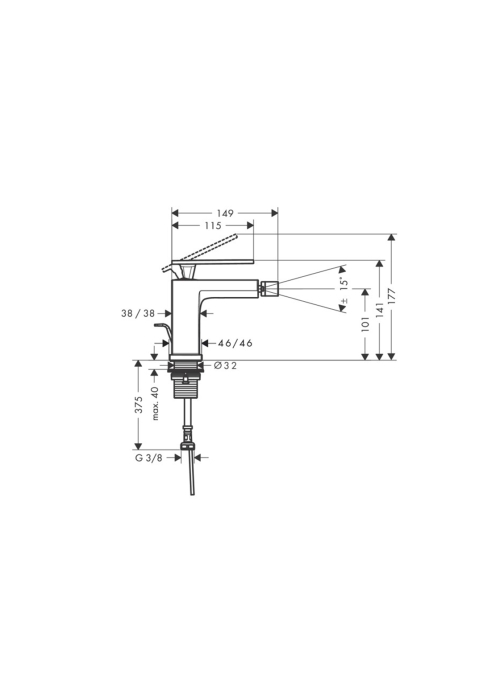 Змішувач Hansgrohe Tecturis E для біде, Brushed Bronze (73200140)