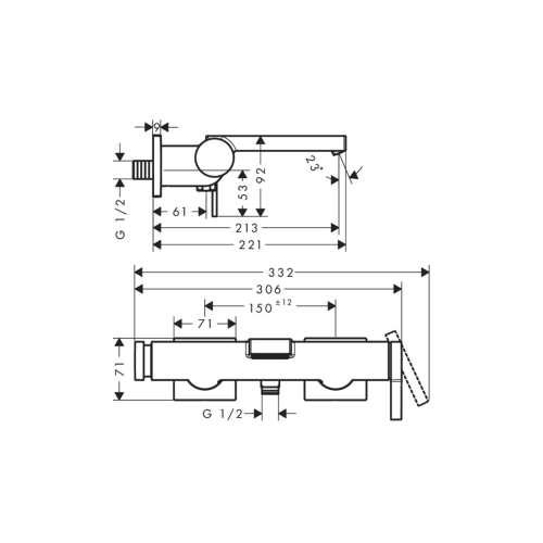 Змішувач Hansgrohe Tecturis E для ванни, Matt Black (73420670)