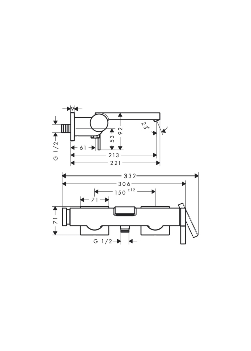 Смеситель Hansgrohe Tecturis E для ванны, Matt Black (73420670)