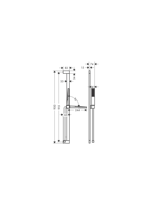 Душовий набір Hansgrohe Pulsify E 100 1jet EcoSmart 90 см, Chrome (24380000)