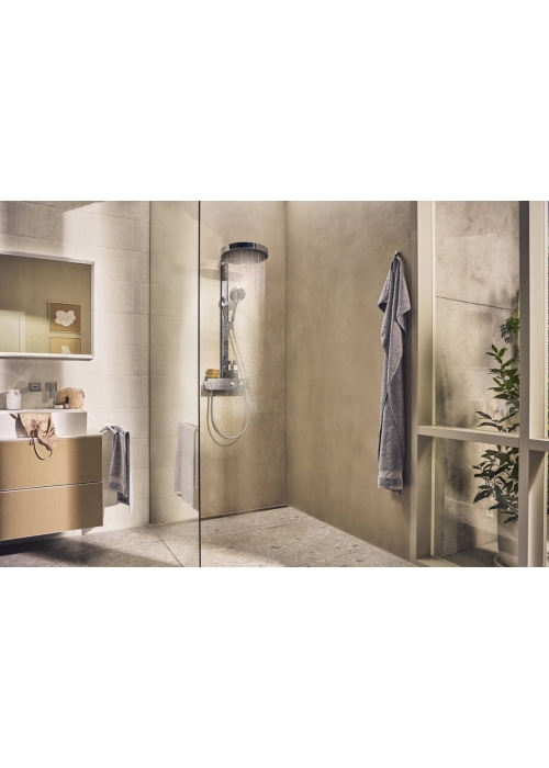 Душова система Hansgrohe Rainfinity Showerpipe 250 1jet EcoSmart з термостатом ShowerTablet 350, Chrome 28742000