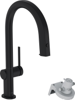 Смеситель кухонный Hansgrohe Aqittura M91 FilterSystem 210 1jet pull-out Sbox кухонный Matt Black 76826670