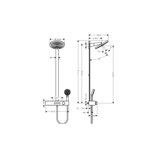 Душова система Hansgrohe Pulsify Showerpipe 260 2jet 400, Brushed Bronze (24240140)