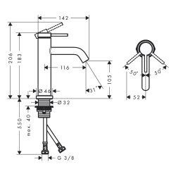 Смеситель Hansgrohe Tecturis S 110 для умывальника без донного клапана, Chrome (73311000)