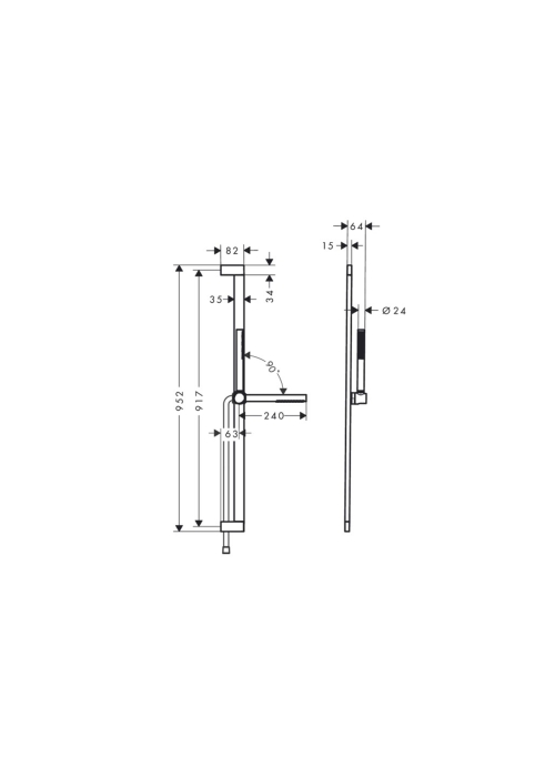 Душевой набор Hansgrohe Pulsify S 100 1jet EcoSmart 90 см, Chrome (24382000)