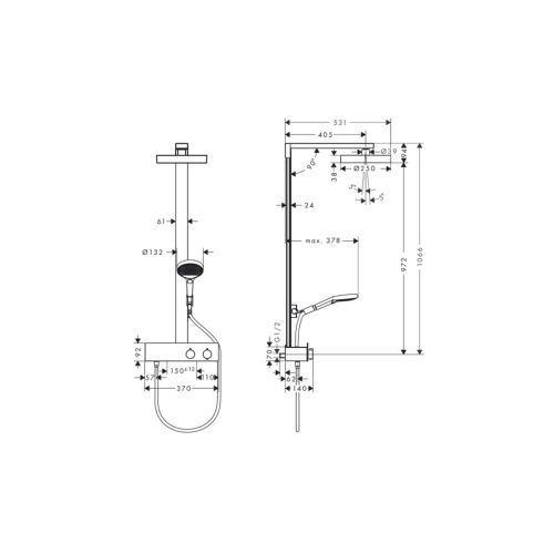 Душова система Hansgrohe Rainfinity Showerpipe 250 1jet EcoSmart з термостатом ShowerTablet 350, Matt Black 28742670