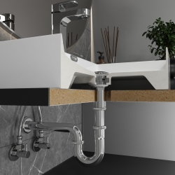 Сифон для умивальника Koller Pool трубний латунь d32, хром 1049670348 (KP-7001)