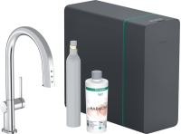 Смеситель кухонный Hansgrohe Aqittura M91 SodaSystem 210 1jet pull-out Sbox кухонный сет (76806000) Chrome