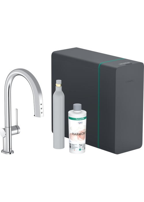 Змішувач кухонний Hansgrohe Aqittura M91 SodaSystem 210 1jet pull-out Sbox кухонний сет (76806000) Chrome