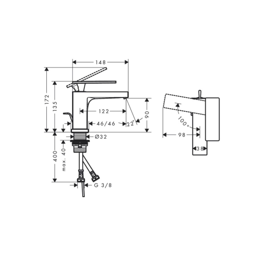 Змішувач Hansgrohe Tecturis E 80 CoolStart для умивальника, Brushed Bronze (73002140)