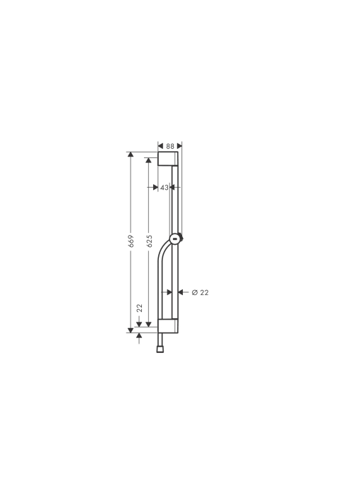 Душевая штанга Hansgrohe Pulsify S 65 см со шлангом 160 см, Matt Black (24400670)