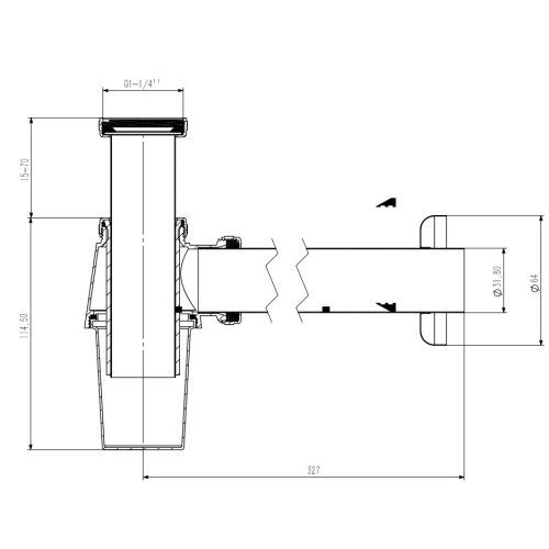 Сифон для умивальника пляшковий Koller Pool, латунь d32, хром 1049520351 (KP-7004)