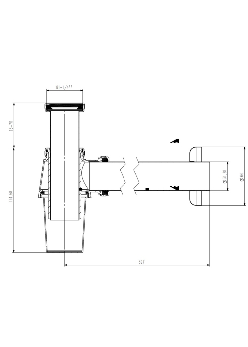 Сифон для умывальника бутылочный Koller Pool, латунь d32, хром 1049520351 (KP-7004)