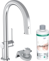 Смеситель кухонный Hansgrohe Aqittura M91 FilterSystem 210 1jet pull-out Sbox кухонный сет з Harmony Chrome 76800000