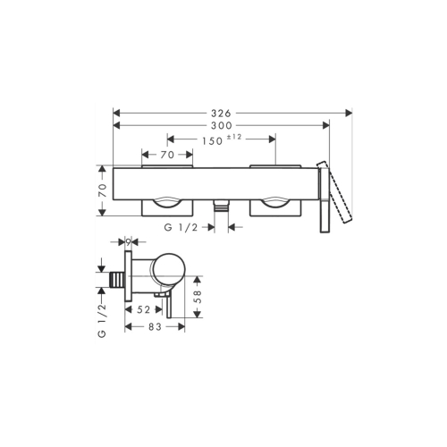 Змішувач Hansgrohe Tecturis E для душу, Chrome (73620000)