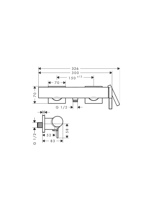 Смеситель Hansgrohe Tecturis E для душа, Chrome (73620000)