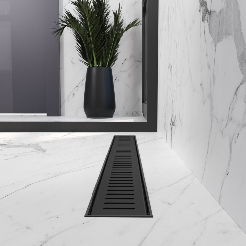 Трап лінійний AQUA 70cм та решіткою Line mattblack