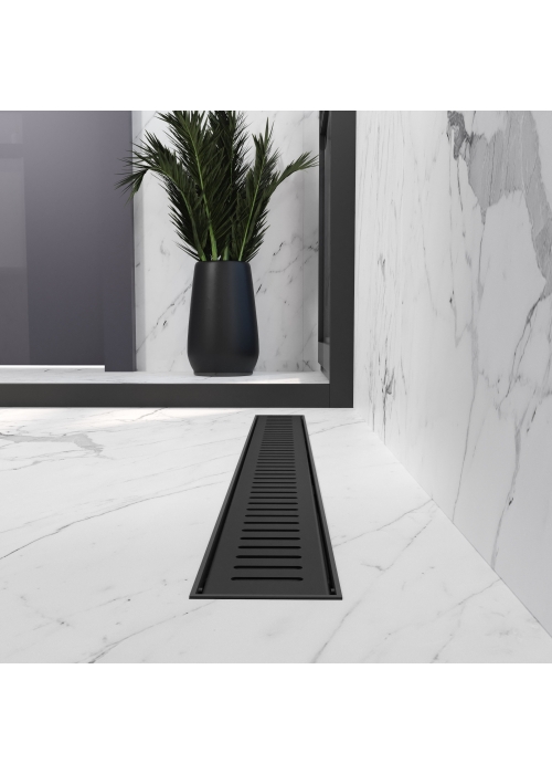 Трап лінійний AQUA 70cм та решіткою Line mattblack