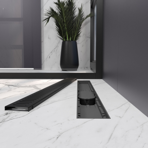 Трап лінійний AQUA 70cм та решіткою Line mattblack