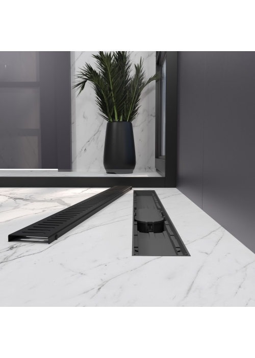 Трап лінійний AQUA 70cм та решіткою Line mattblack