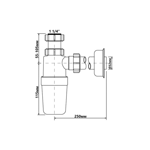 Сифон для умивальника McALPINE (11/4х32) HC2J