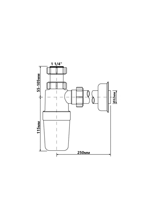 Сифон для умивальника McALPINE (11/4х32) HC2J