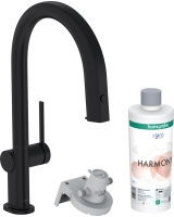 Смеситель кухонный Hansgrohe Aqittura M91 FilterSystem 210 1jet pull-out Sbox кухонный сет з Harmony Matt Black 76800670