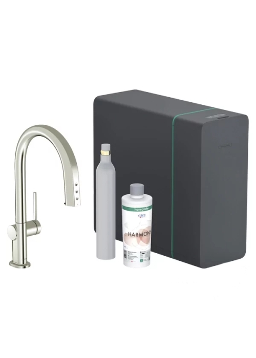 Змішувач кухонний Hansgrohe Aqittura M91 SodaSystem 210 1jet pull-out Sbox кухонний сет (76806800) Stainless Steel