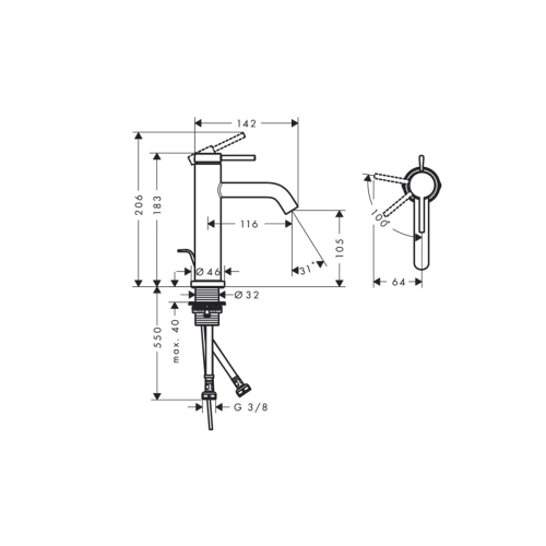 Змішувач Hansgrohe Tecturis S 110 CoolStart для умивальника, Brushed Bronze (73314140)