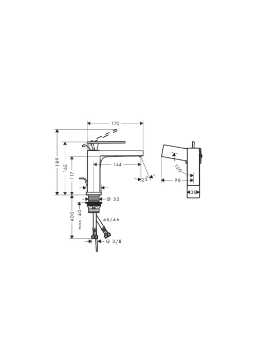 Смеситель Hansgrohe Tecturis E 110 CoolStart для умывальника, Brushed Bronze (73014140)