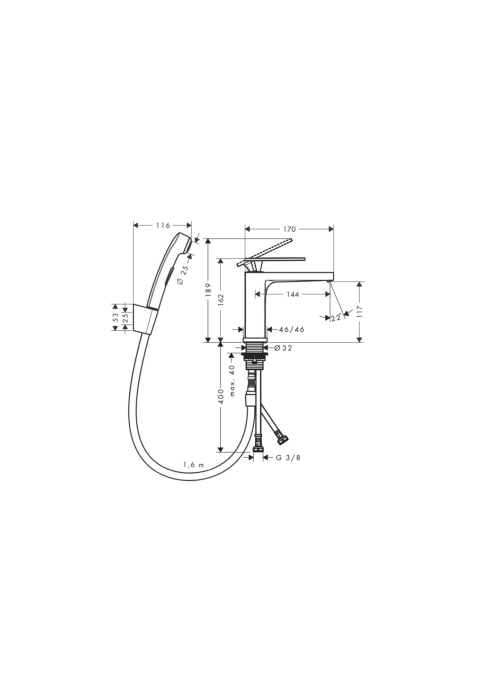 Змішувач Hansgrohe Tecturis E 110 для умивальника з гігієнічною лійкою, Chrome (73210000)