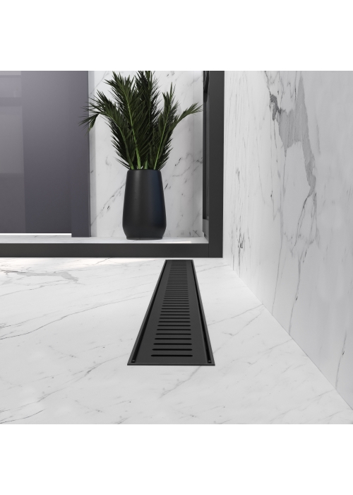 Трап лінійний AQUA 80cм та решіткою Line mattblack