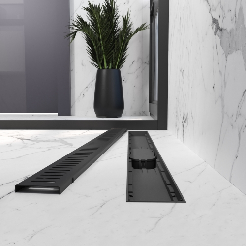 Трап лінійний AQUA 80cм та решіткою Line mattblack