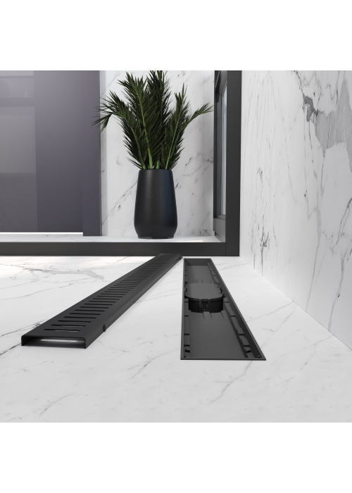 Трап лінійний AQUA 80cм та решіткою Line mattblack