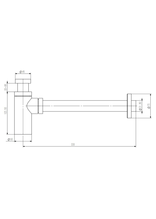 Сифон для умывальника Koller Pool латунь d32, черный 1049520648